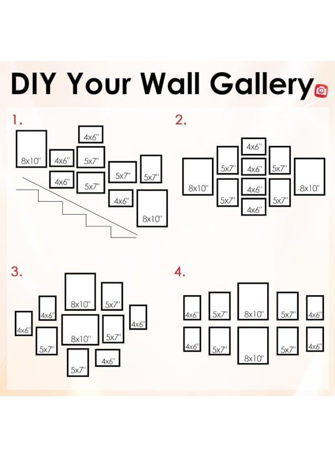 FASHION HOME 10 Packs Picture Frames Collage Wall Decor Gallery Wall Frame Set for Wall Display, Multi Sizes with 2pcs 8x10, 4pcs 5x7 and 4pcs 4x6 Photo Frames for Family Living Room - Image 2